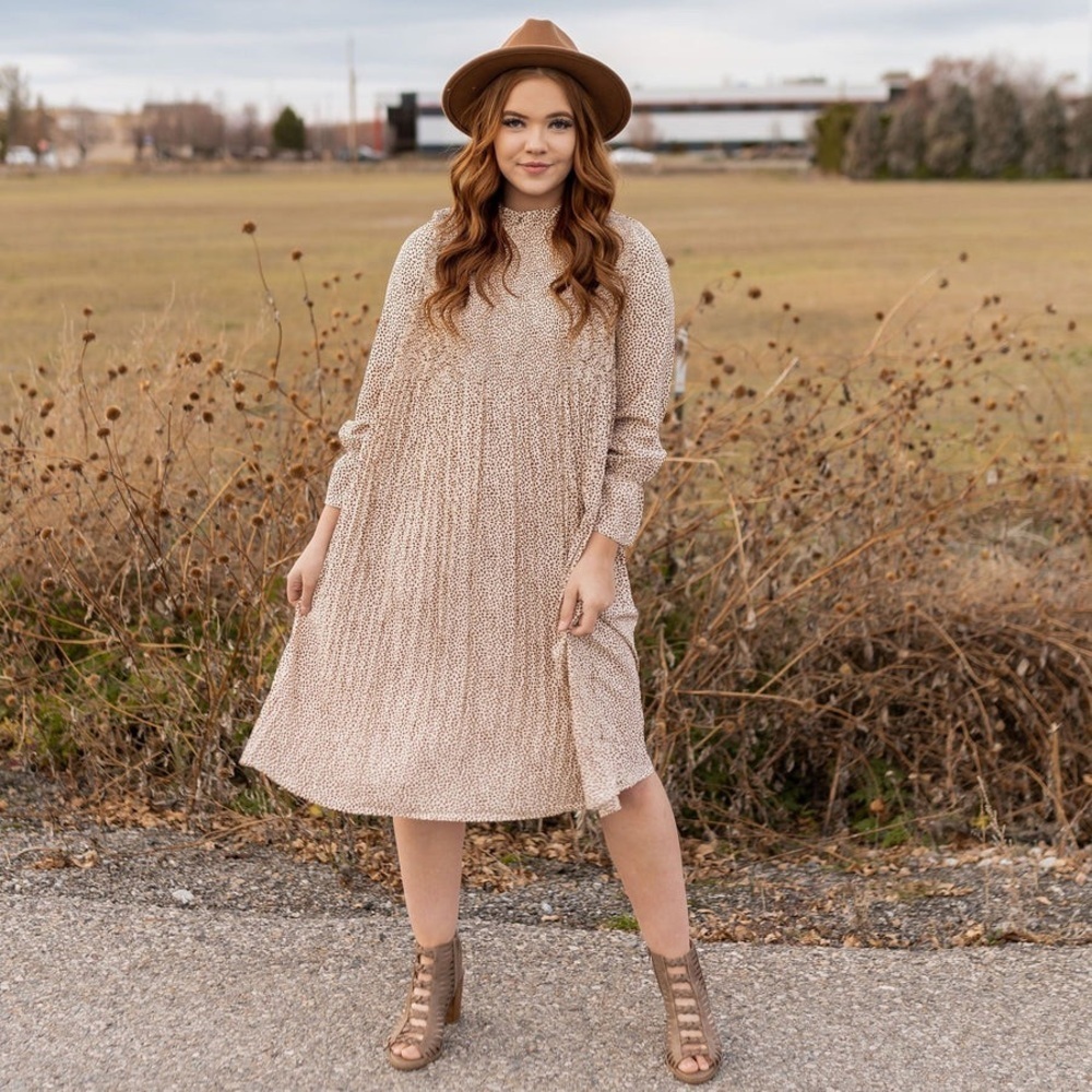 Indie & Co Remy Dress | Loose Lagen Prairie Cottagecore Pink Tan Sz XS Billowy